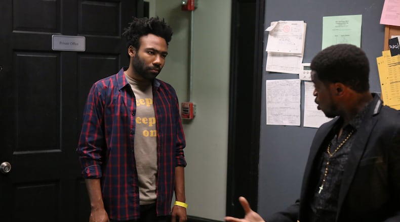 ATLANTA -- "The Club" -- Episode 8 (Airs Tuesday, October 18, 10:00 pm e/p) Pictured: (l-r) Donald Glover as Earnest Marks, Lucius Baston as Chris. CR: Quantrell D. Colbert/FX