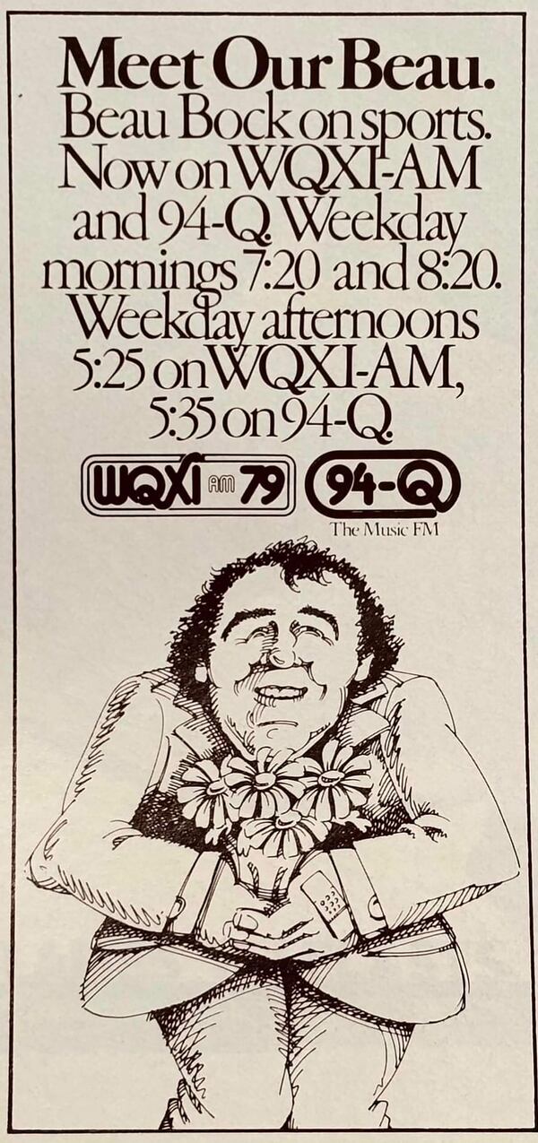 Beau Bock advertisement after he joined 94Q/WQXI in 1979. (Courtesy)