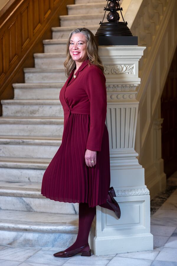 State Rep. Beth Camp, R-Concord, poses for a portrait at the Capitol in Atlanta on Thursday, February 26, 2026, as part of this year’s “best-dressed lawmakers” list. (Arvin Temkar/AJC)