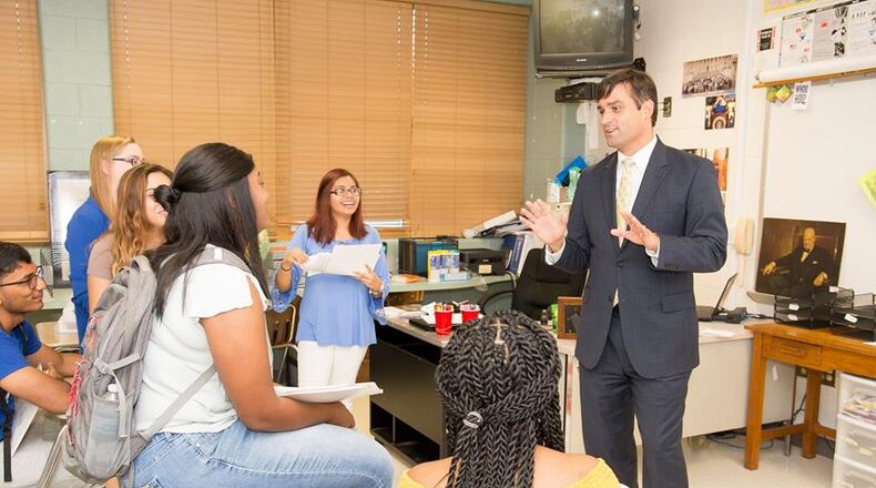 On whether to rollback the existing millage rate, three community hearings will be held at 6 p.m. Tuesday and 8:30 a.m. and 5:30 p.m. July 17 at the Marietta City Schools Central Office Building, 250 Howard St., Marietta. Speaking to students is MCS Superintendent Dr. Grant Rivera. Courtesy of Marietta City Schools