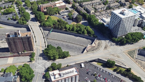 The ambitious $713 million Stich project envisions a 14-acre park with affordable housing and retail space aims at connecting neighborhoods and spurring development in downtown Atlanta. (Courtesy of Central Atlanta Progress)
