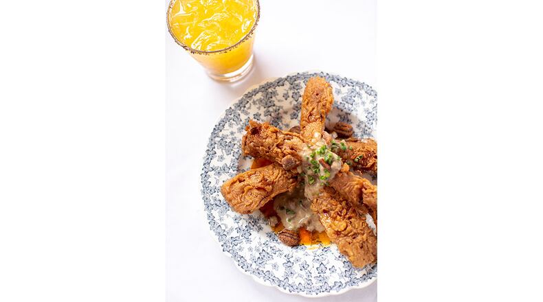 Milton Cuisine & Cocktail’s Chicken Fried Bacon with Andouille Red Eye Gravy and Nashville Hot Maple Syrup / 
Courtesy of Southern Prosper Hospitality Group