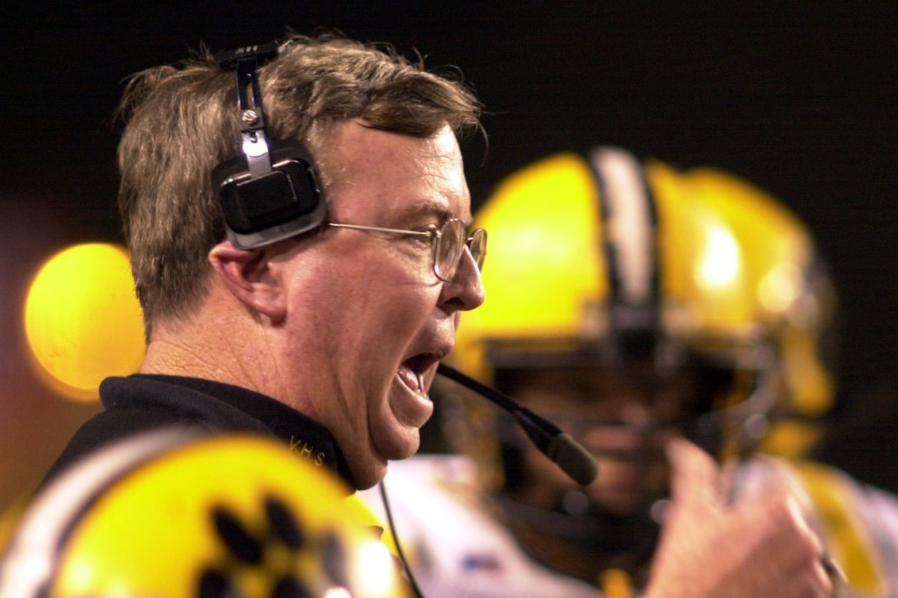 Valdosta coach Mike O'Brien, photographed in 2001. His team was on the losing end of a penetration-decided overtime against Lowndes in 2000. (Joey Ivansco/AJC 2001)