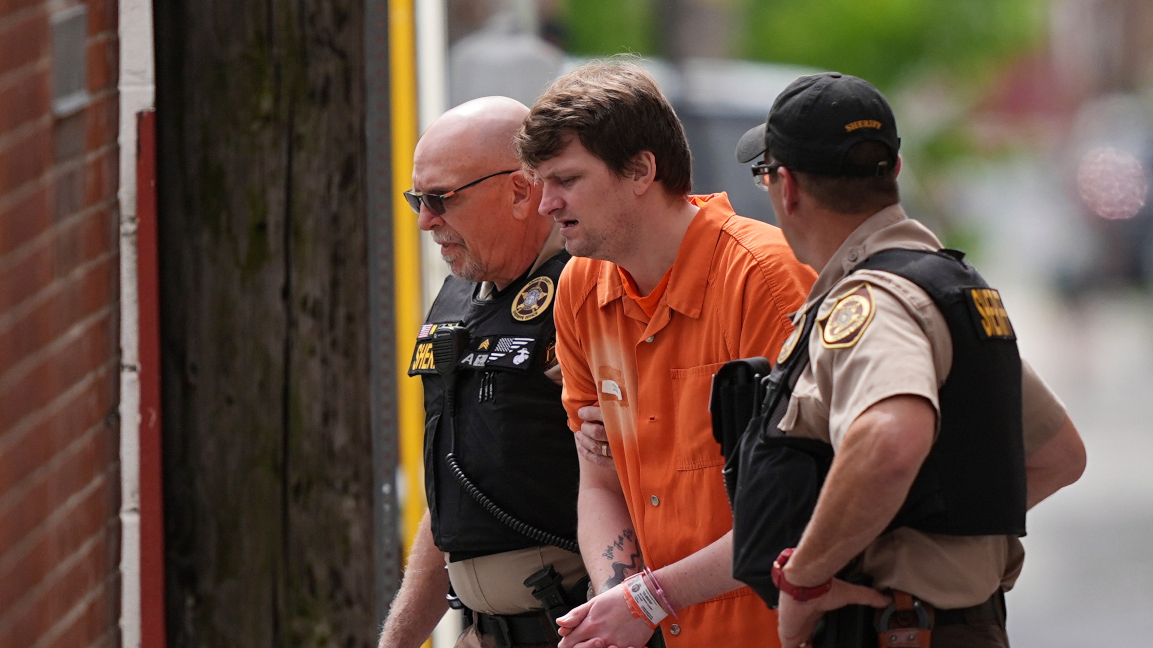 FILE - Sexual assault suspect Ian Cleary departs from the Adams County Court House in Gettysburg, Pa., May 29, 2025. (AP Photo/Matt Rourke, file)