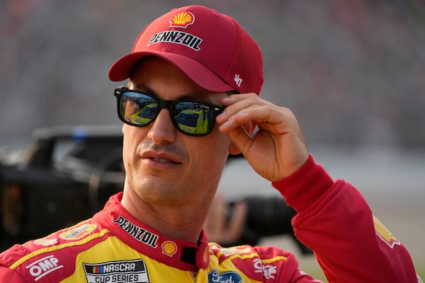 Joey Logano waits for the start of a NASCAR Cup Series auto race Sunday, June 1, 2025, in Lebanon, Tenn. (AP Photo/George Walker IV)