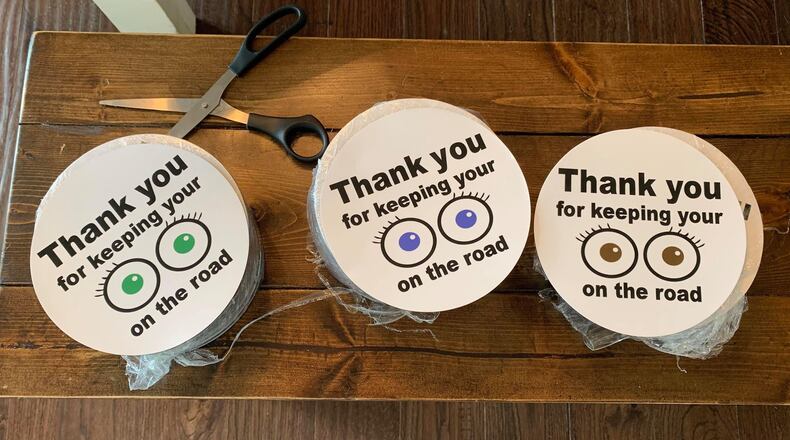 Molly Welch hopes every Georgian will display these stickers on their vehicles to help cut down on distracted driving. (Courtesy of Molly Welch)