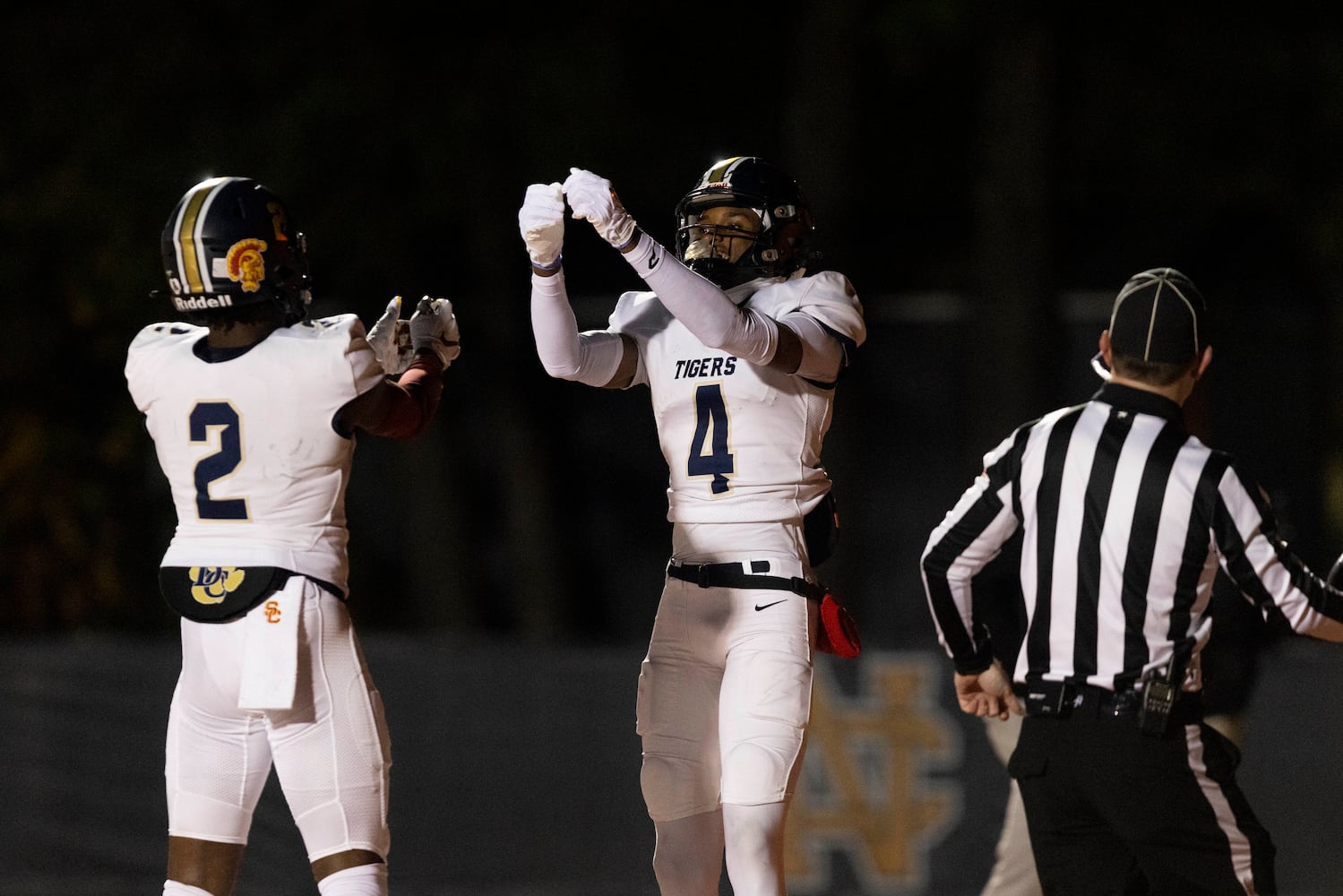 Douglas County players celebrate a touchdown against North Cobb in Kennesaw, GA., on Friday, November 22, 2024. (Photo/Jenn Finch, AJC)