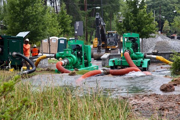 The gushing water flooded the first level of one parking garage on Georgia Tech's campus, though no buildings appeared to be damaged.