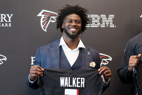 Former University of Georgia linebacker Jalon Walker was selected by the Atlanta Falcons with the 15th pick in the first round of the 2025 NFL draft. (Jason Getz/AJC)