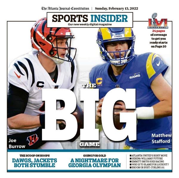 Sports Insider in The Atlanta Journal-Constitution ePaper Feb. 13, 2022.