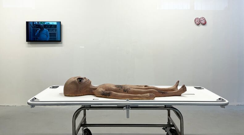 In the foreground the mixed media work "Last One Left" by Antonio Darden.
(Courtesy of The End Project Space)