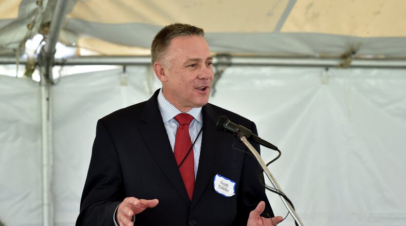 Scott Towler, director of the DeKalb County Department of Watershed Management, speaks during a groundbreaking for phase 2 of the Snapfinger Advanced Wastewater Treatment Plant on October 23, 2015. Days before he submitted a scathing resignation letter, he was the subject of an internal investigation that found he violated take-home vehicle policies. BRANT SANDERLIN/BSANDERLIN@AJC.COM