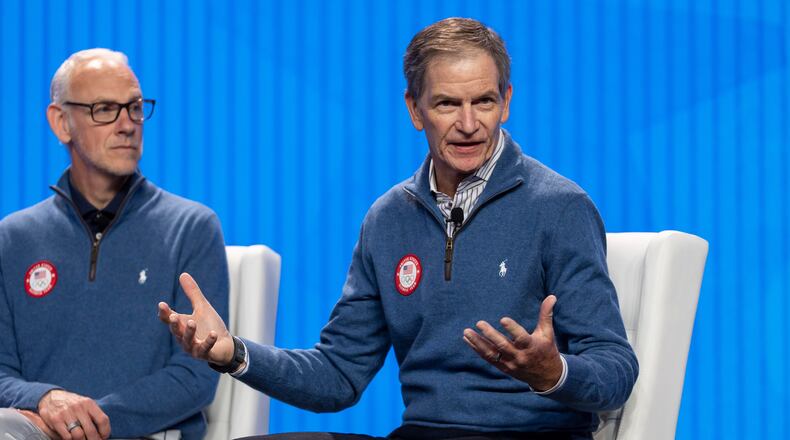 Board Chair and President of the U.S. Olympic & Paralympic Committee Gene Sykes speaks during a press conference during Team USA Media Summit, on Tuesday, Oct. 28, 2025, in New York. (AP Photo/Yuki Iwamura)
