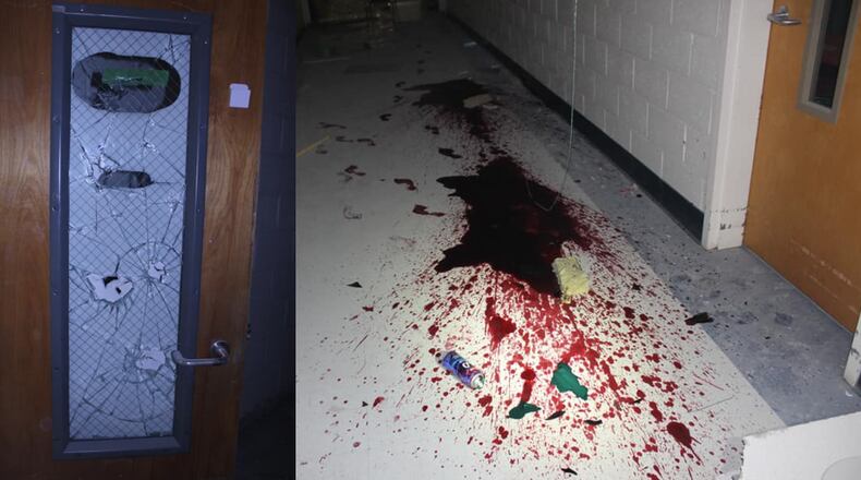 Authorities are searching for the suspects who broke into and vandalized an elementary school in Peachtree City.