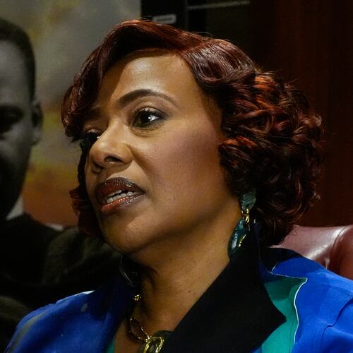 Bernice King speaks during an interview, Wednesday, Jan. 14, 2026, in Atlanta. (AP Photo/Mike Stewart)