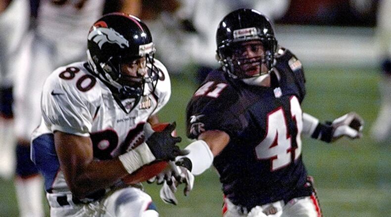 After spending the night in jail. Falcons safety Eugene Robinson gets burned again. (AJC File Photo)