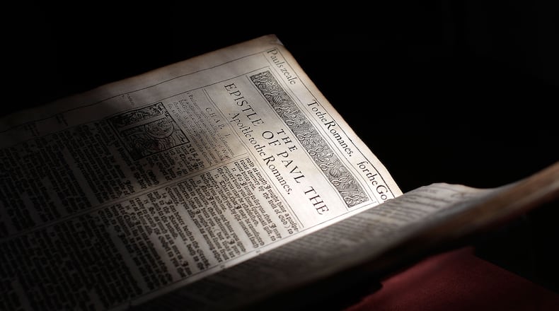 The 400 year old King James Bible on display in Lambeth Palace Library on May 25, 2011 in London, England. (Photo by Matthew Lloyd/Getty Images)