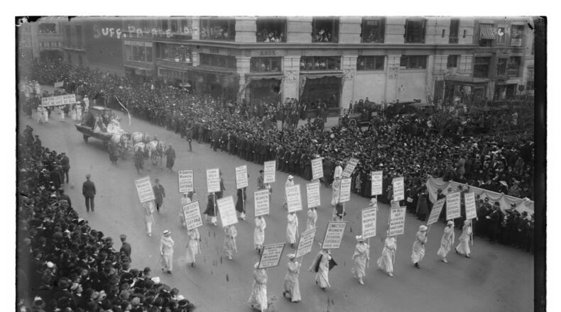 A women’s suffrage parade in 1915. (Bain News Service/Library of Congress Collection)
