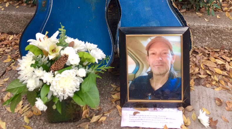 A memorial on Martin Luther King Jr. Drive in downtown Atlanta for Ricky Bradfield, who lived on that spot for two years and died on Nov. 29, 2018.