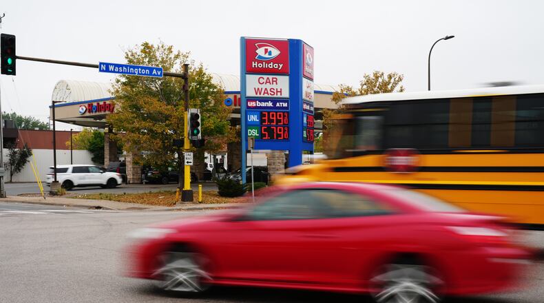 Diesel prices are seen at a gas station as prices hit a record high in the U.S., Friday, Sept. 4, 2026 in Minneapolis. (AP Photo/Ellen Schmidt)