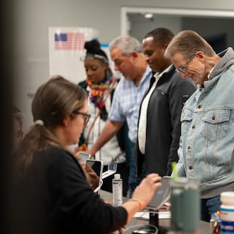 Voters turned out on Election Day in November at the Buckhead Library precinct. (Ben Hendren for the AJC)