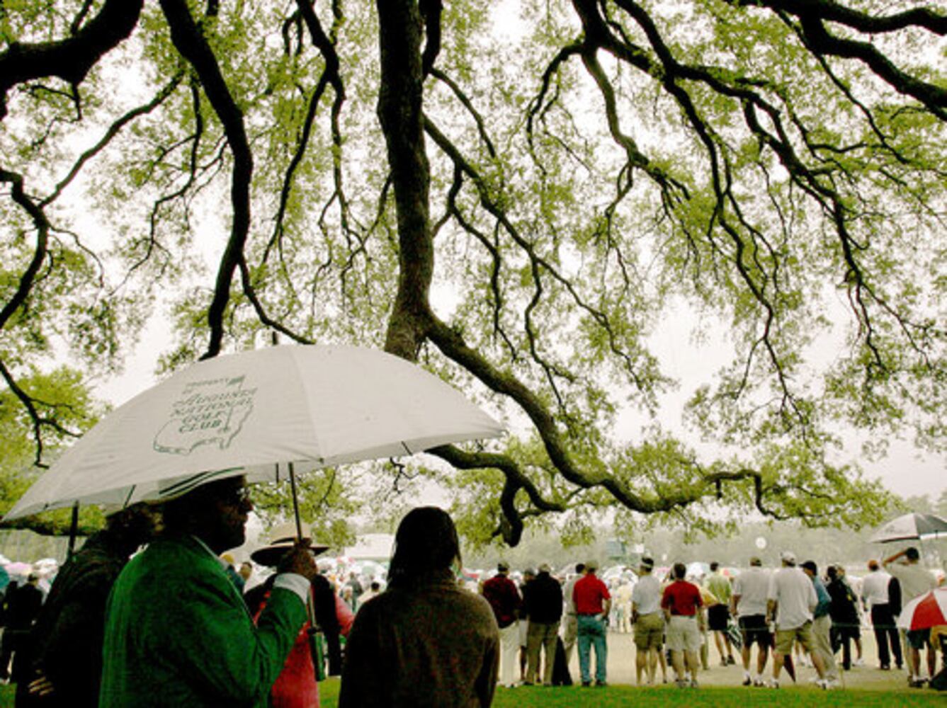 Umbrellas fill Augusta National