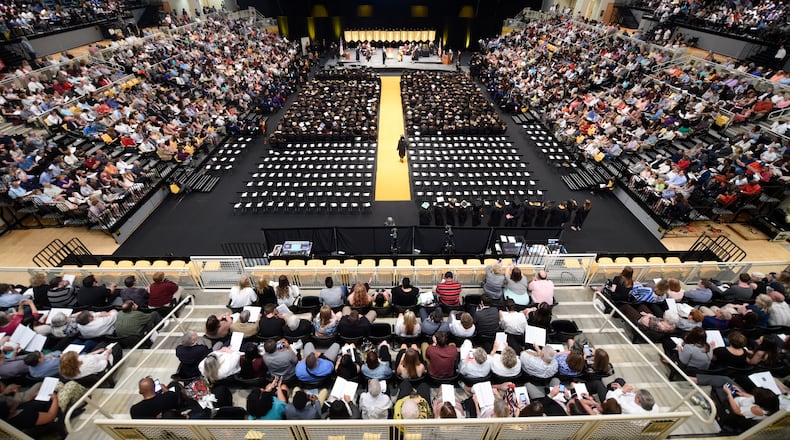 May 10, 2017, Atlanta, Georgia - Students along with their family and friends from Kennesaw State University in the College of Humanities and Social Sciences attend their Commencement ceremony to graduate from the university in Kennesaw, Georgia, on May 10, 2017. (HENRY TAYLOR / HENRY.TAYLOR@AJC.COM)