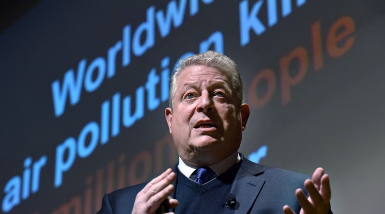 February 16, 2017 Atlanta - Former vice president Al Gore delivers the keynote speech during Climate & Health Meeting at the Carter Center on Thursday, February 16, 2017. The conference was cancelled by the U.S. Centers for Disease Control and Prevention in the aftermath of Donald Trump’s election victory, but was later rescheduled and moved to the Carter Center. HYOSUB SHIN / HSHIN@AJC.COM