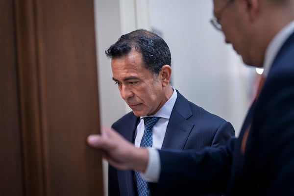 Anthony Bernal, a former senior aide to former first lady Jill Biden, arrives for a deposition under subpoena from Republicans on the House Oversight Committee investigating former President Joe Biden's mental fitness while in office, at the Capitol in Washington, Wednesday, July 16, 2025. (AP Photo/J. Scott Applewhite)