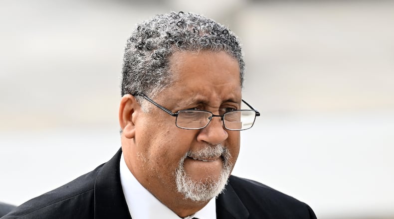 July 13 , 2022 Atlanta - Ex-Stonecrest mayor Jason Lary (right) arrives at the Richard B. Russell Federal Building for his sentencing hearing in federal fraud case related to misusing city’s COVID relief funds on Wednesday, July 13, 2022. (Hyosub Shin / Hyosub.Shin@ajc.com)