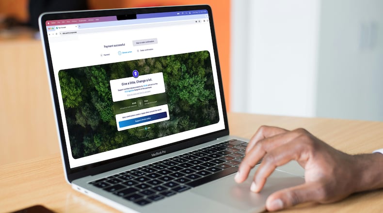 Ekko is a London-based financial technology startup that embeds in e-commerce payments and point-of-sale systems to let consumers know about the environmental impact of their purchase and then give them the option to contribute to a local project to compensate for that impact. It just opened an office in Atlanta. (Courtesy of Ekko)