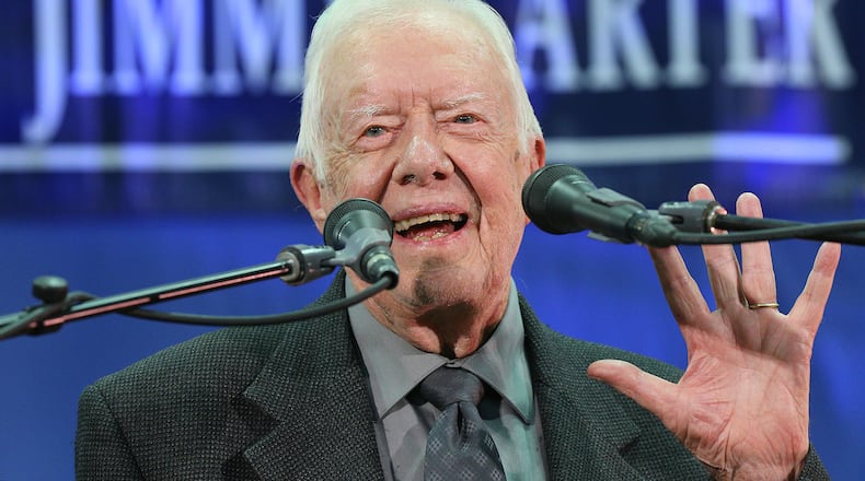 September 12, 2018 Atlanta: Former President Jimmy Carter, 93, answers questions from students during his annual town hall with Emory University freshman in the campus gym on Wednesday, Sept 12, 2018, in Atlanta. Curtis Compton/ccompton@ajc.com