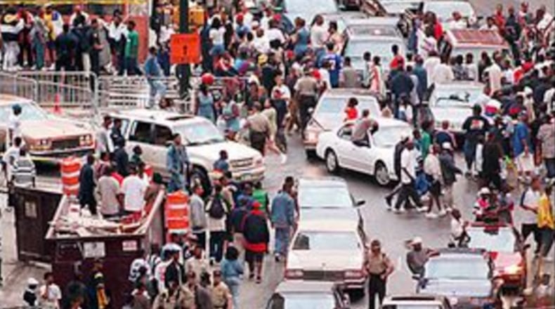 A Freaknik traffic jam in the 1990s. AJC file photo