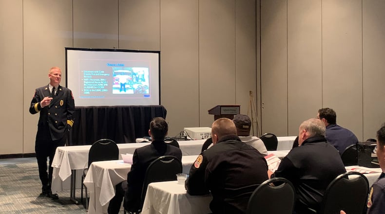 Telgian’s HAZMAT Consultant, Kyle Smith, training emergency responders on NFPA 3000 Active Shooter/ Hostile Event Response (ASHER) at the Greater Atlanta Society of Fire Protection Engineers Fire Safety Conference at the Infinite Energy Center in Duluth. (Courtesy April Musser, Telgian Engineering and Consulting and SFPE Greater Atlanta Chapter Conference Committee)