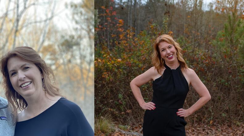 The photo on the left of Kari Mattingly was taken in February 2022.  The photo on the right was taken in November after Mattingly lost 50 pounds.