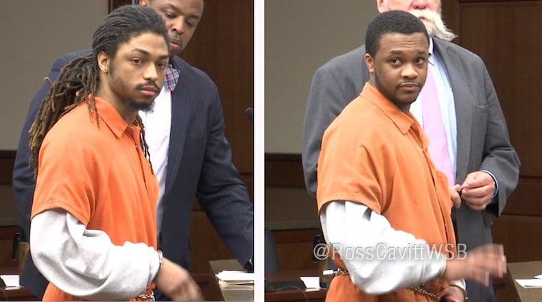 Richard Perry (left) and Marlo Pinnock were sentenced to 20 years in prison with 14 to serve for a March 2016 road-rage incident that led to gunfire. (Credit: Channel 2 Action News)