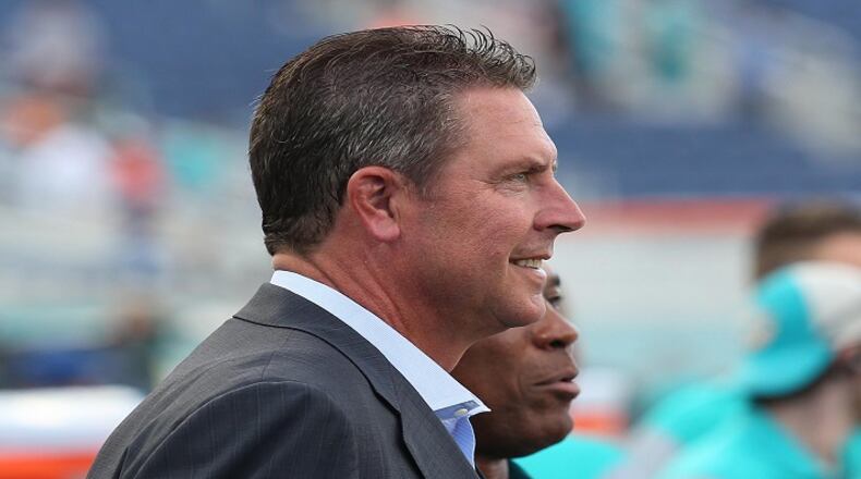 Dan Marino watches from the sidelines before the Miami Dolphins face the Atlanta Falcons in an NFL preseason game on August 25, 2016, at Camping World Stadium in Orlando, Fla. (Stephen M. Dowell/Orlando Sentinel/TNS)