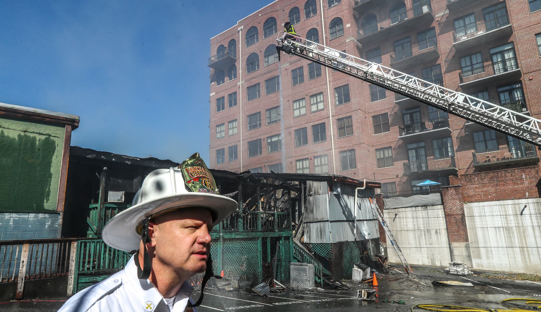 A raging fire at the Buckhead Saloon on Monday morning shut down a portion of Roswell Road for several hours.

