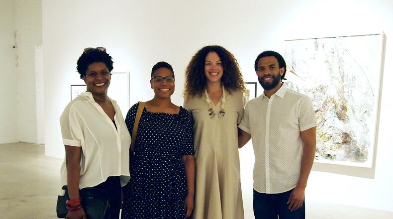 Museum of Contemporary Art of Georgia Working Artist Project winners Myra Greene (from left), Krista Clark and Cosmo Whyte (right) with guest curator Allison Glenn of Crystal Bridges Museum of American Art. Contributed by MOCA GA