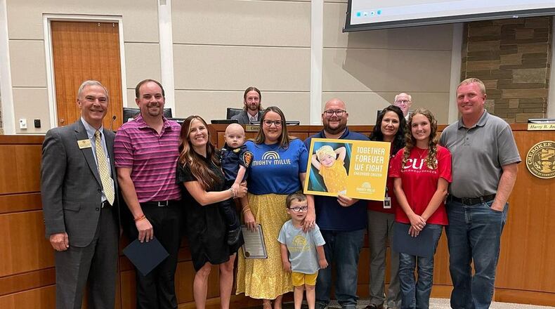 Cherokee County commissioners recognized three families this month to promote Childhood Cancer Awareness Month. (Courtesy of Cherokee County)