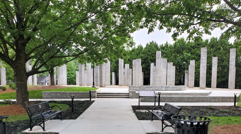 Sol LeWitt's "54 Columns" is now set within 54 Columns Park in the Old Fourth Ward with new pathways, lighting, seating and terraced surfaces.