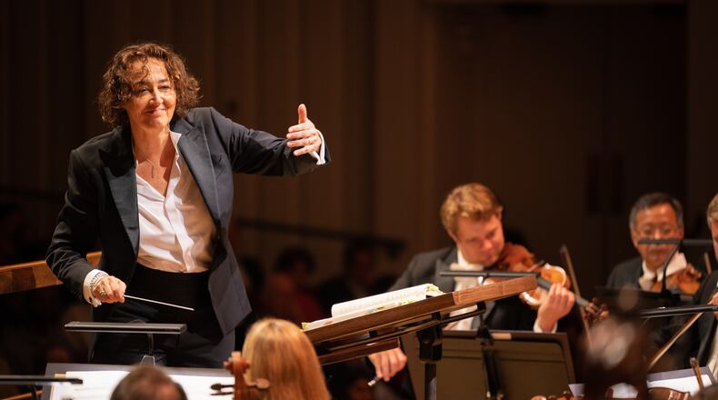 Nathalie Stutzmann in her debut as the Atlanta Symphony Orchestra’s music director. Stutzmann is the only female currently serving as music director of a major American orchestra. RAND LINES