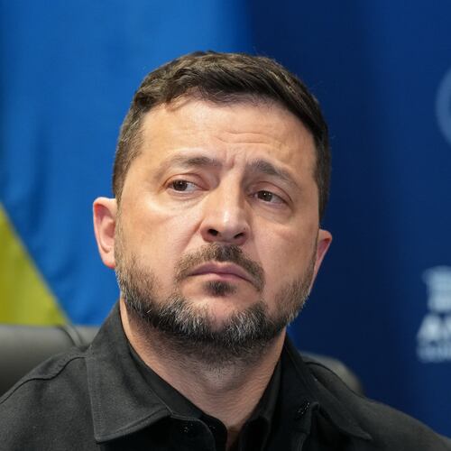 FILE - Ukraine's President Volodymyr Zelenskyy looks od during his meeting with U.S. President Donald Trump on the sidelines of the NATO summit in Ankara, Turkey, on July 8, 2026. (AP Photo/Alex Brandon, File)