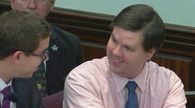 Ross Harris sits at the defense table Tuesday as the hot-car murder trial jury began deliberating his fate. (Screen capture from WSB-TV) WSB-TV