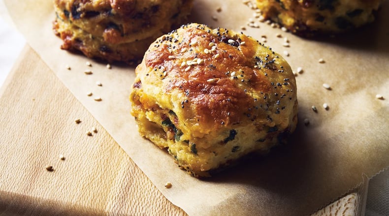 These everything biscuits from “The Harvest Baker” were inspired by the everything bagel, which has become its own food trend of sorts. Contributed by Johnny Autry