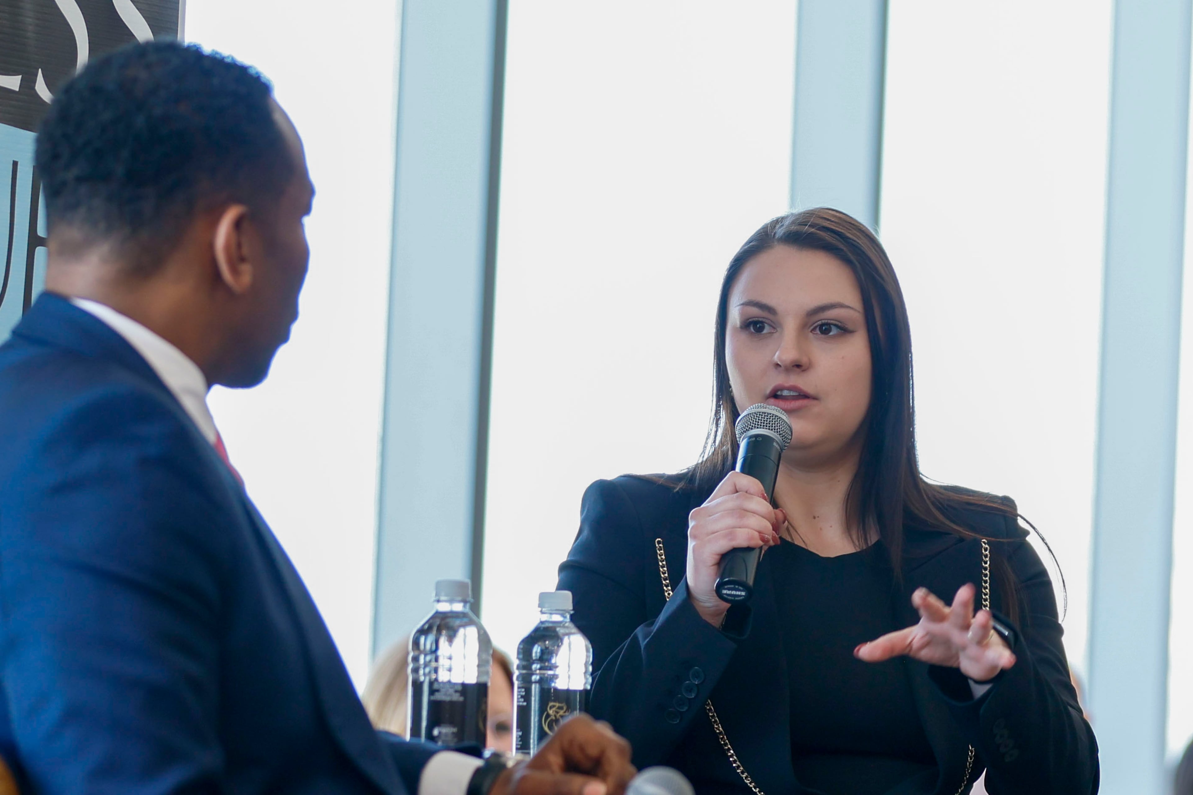 AJC reporter Riley Bunch is pictured interviewing Atlanta Mayor Andre Dickens earlier this year.