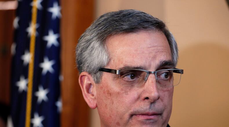 Secretary of State Brad Raffensperger answers questions after Tuesday’s passage of a bill authorizing the purchase of a new $150 million election system that includes a paper ballot printed with a ballot marking device. Opponents to the bill, including many Democrats, say it would still leave Georgia's elections vulnerable to hacking and tampering. Bob Andres, bandres@ajc.com