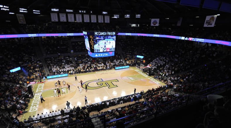 ATLANTA, GEORGIA - JANUARY 19: Overall of the sold out Hank McCamish Pavilion as the Georgia Tech Yellow Jackets take on the Louisville Cardinals on January 19, 2019 in Atlanta, Georgia. (Photo by Logan Riely/Getty Images)