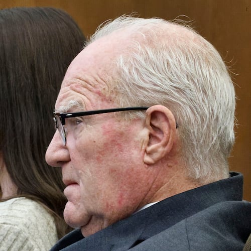 Lyndsay Clancy and her attorney Kevin Reddington listen to the testimony of Dr. Gregory Saathoff during her murder trial in Plymouth Superior Court on Wednesday, Aug. 26, 2026 in Plymouth, Mass. (Greg Derr/The Patriot Ledger via AP, Pool)