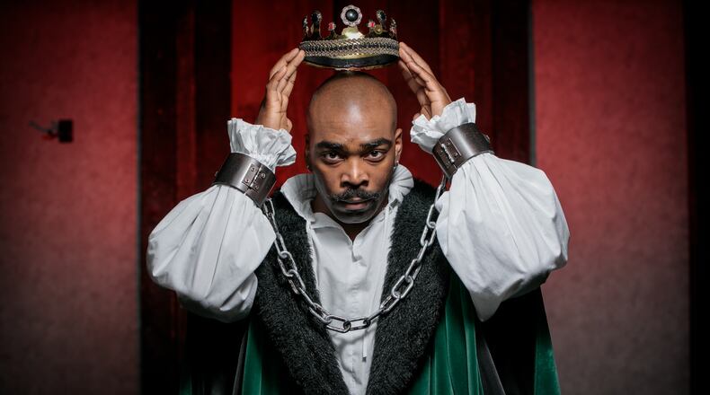 Tyren Duncan as James Hewlet in "Carlyle Brown’s The African Theatre Company Presents Richard III" at Shakespeare Tavern Playhouse. Courtesy of Daniel Parvis/Shakespeare Tavern Playhouse